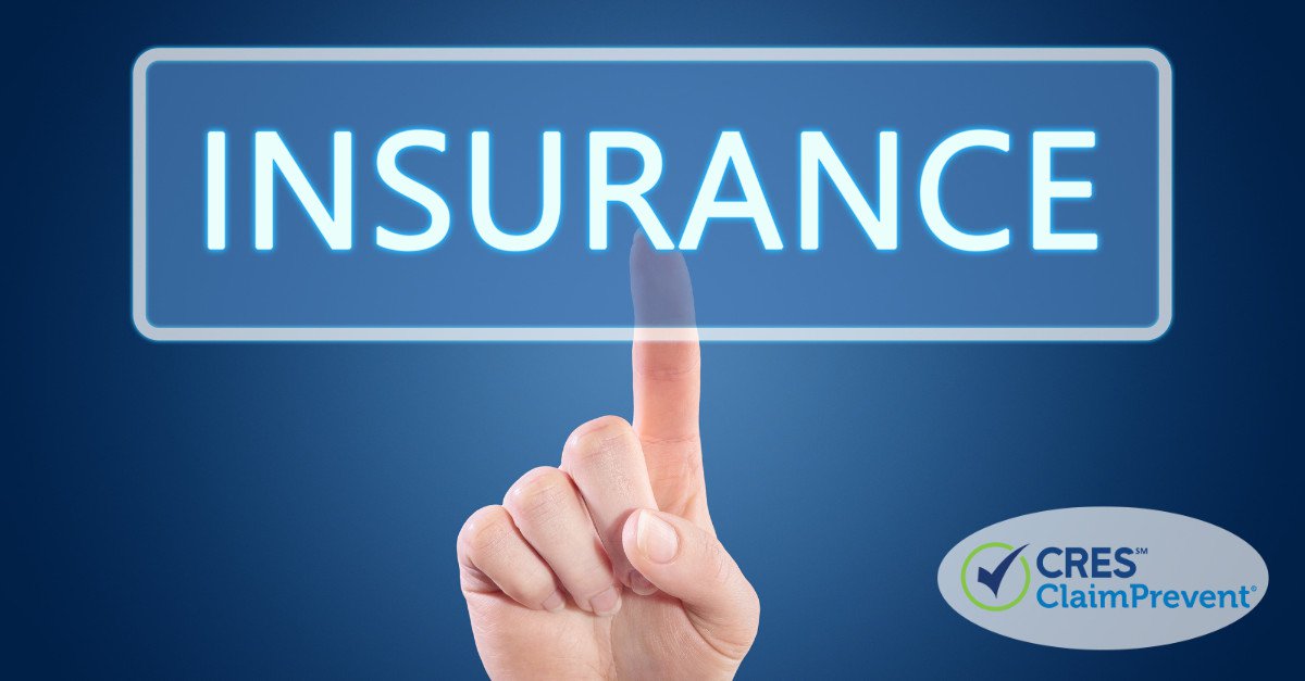 finger pointing to INSURANCE blue background