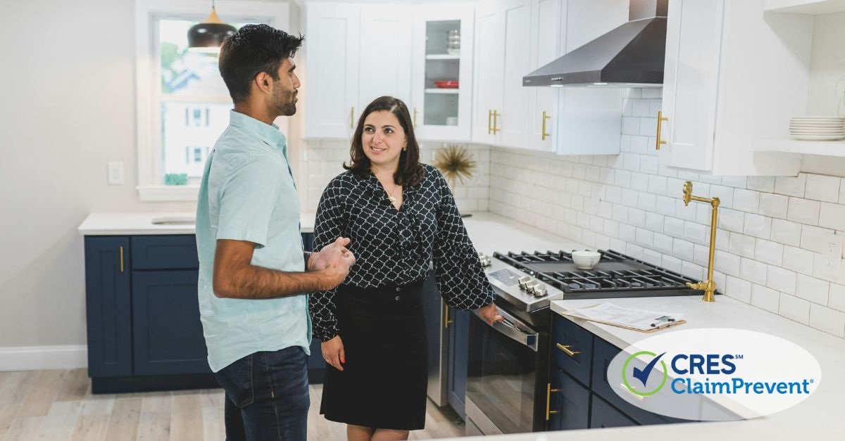 agent showing client kitchen